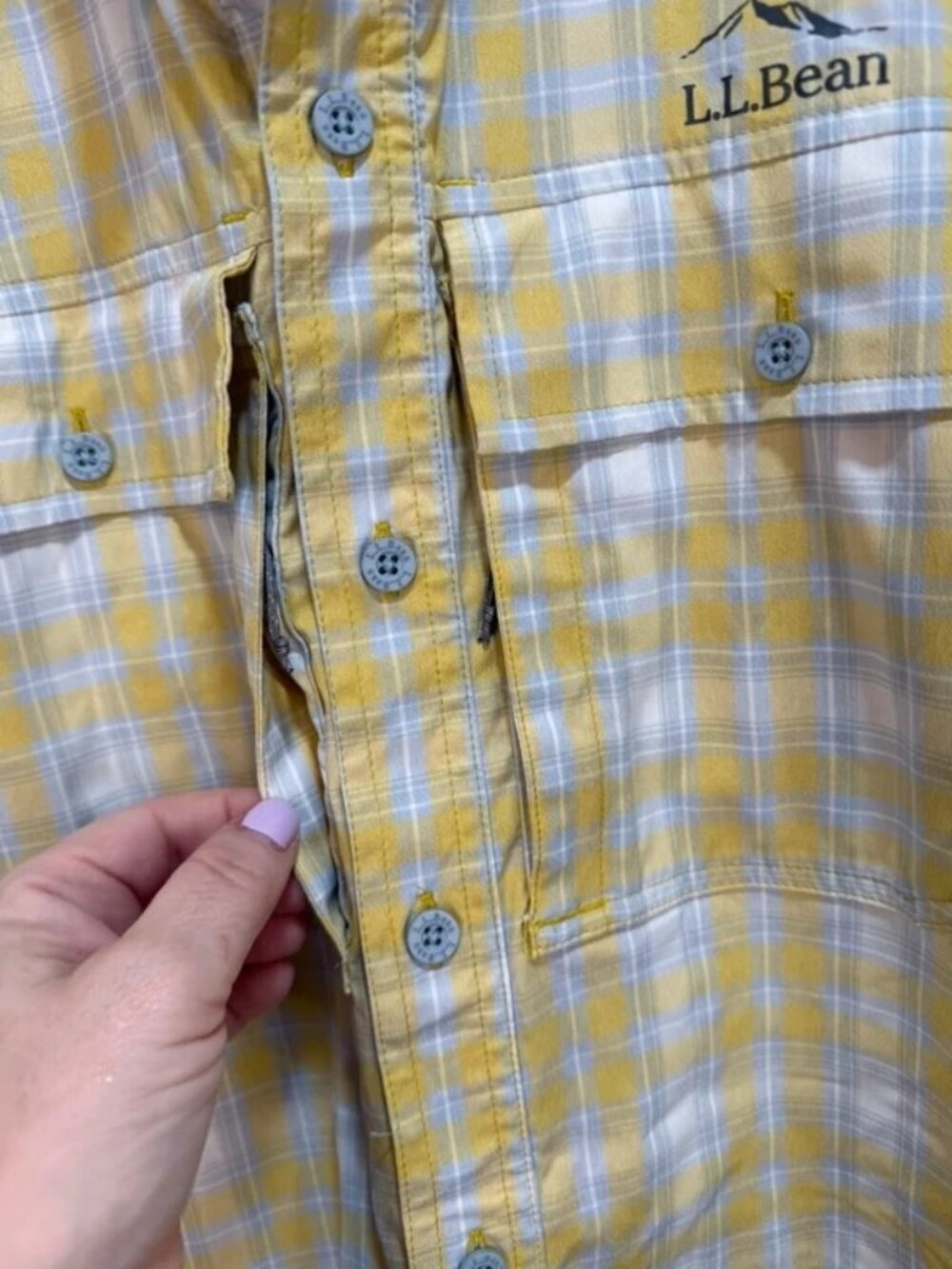L.L. Bean No Fly Zone Plaid Preppy Fisherman Camping Outdoors Collar Shirt - Picture 10 of 12